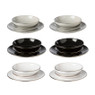 Serviesset goldline - wit/grijs/zwart - 18-delig - 6 persoons