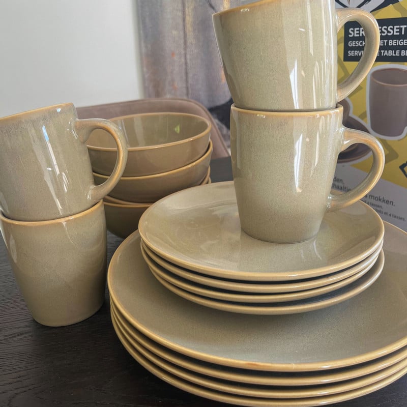 Serviesset - beige - 16-delig - 4 persoons  - reactive glaze