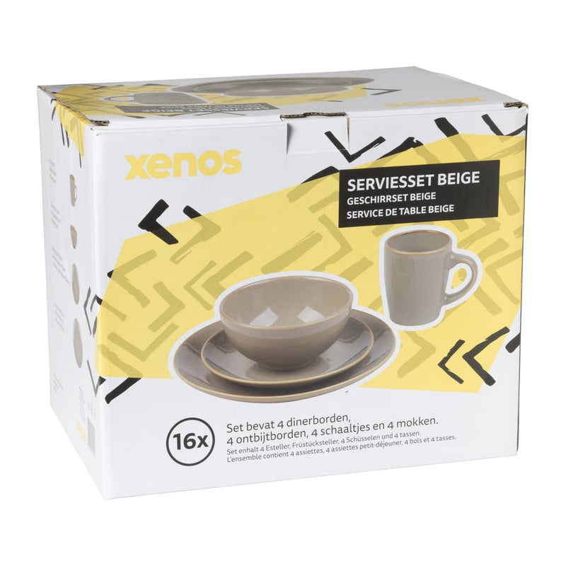 Serviesset - beige - 16-delig - 4 persoons  - reactive glaze