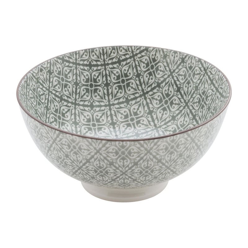 Schaal Ikat blad - 15 cm - grijs