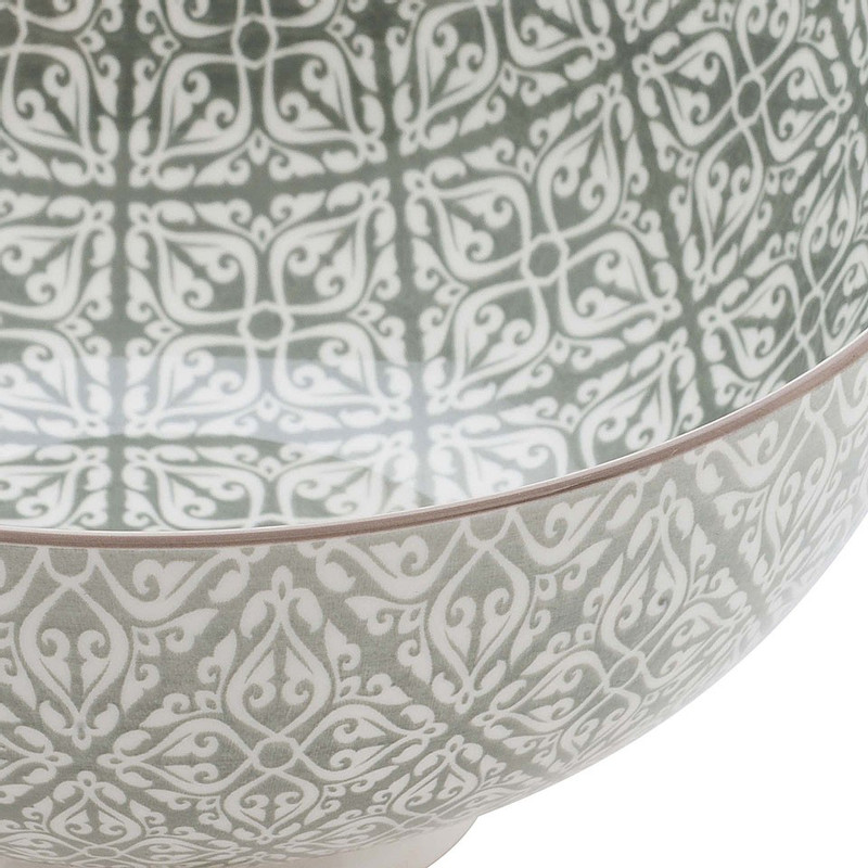 Schaal Ikat blad - 20 cm - grijs