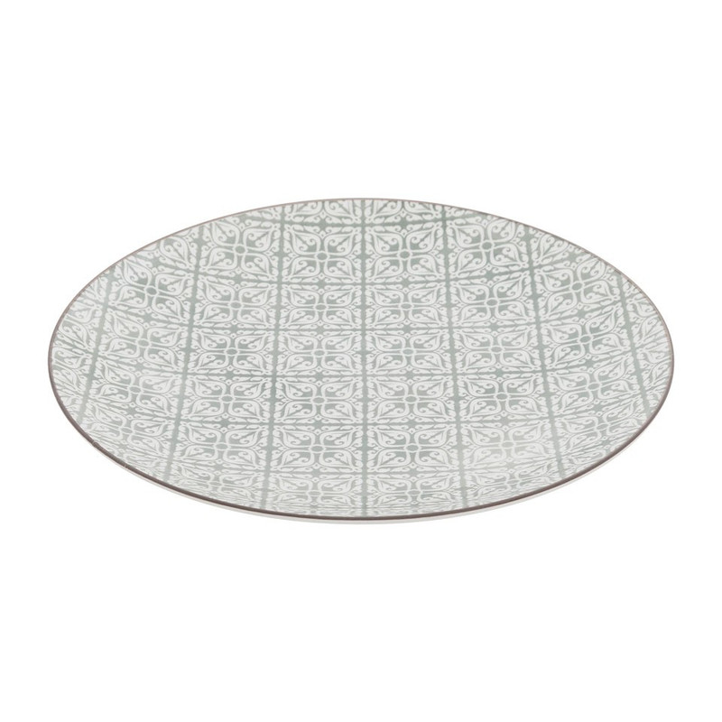 Ontbijtbord Ikat blad - 21 cm - grijs