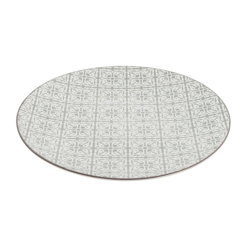 Dinerbord Ikat blad - 26 cm - grijs