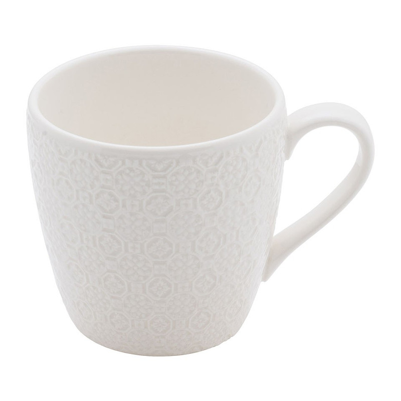 Mok Ikat bloem reliëf - 20 cl - wit