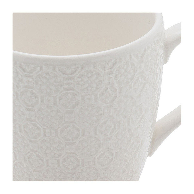 Mok Ikat bloem reliëf - 20 cl - wit