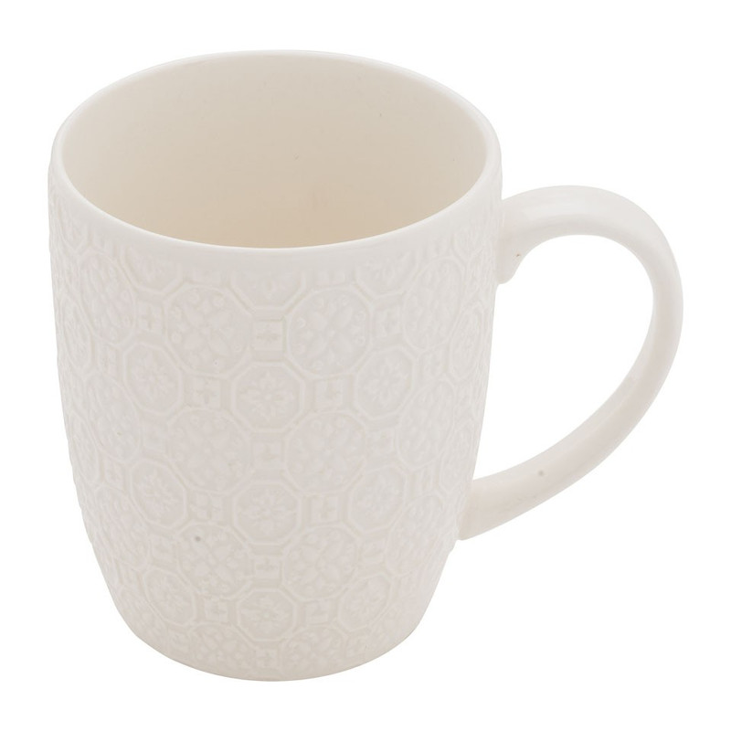 Mok Ikat bloem reliëf - 40 cl - wit