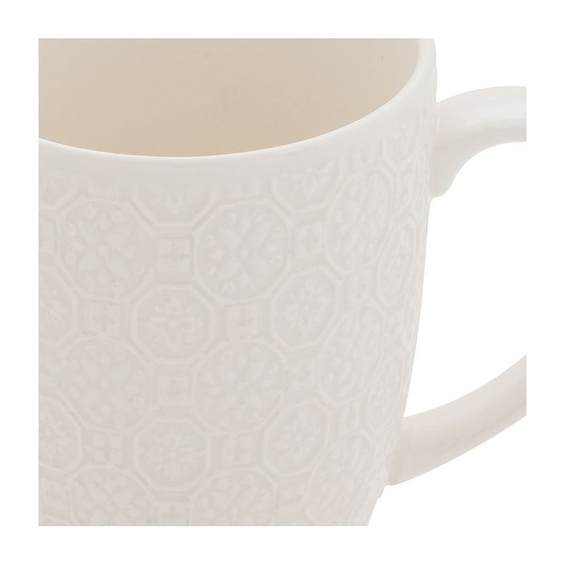 Mok Ikat bloem reliëf - 40 cl - wit