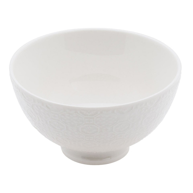 Schaal Ikat bloem reliëf - 11 cm - wit