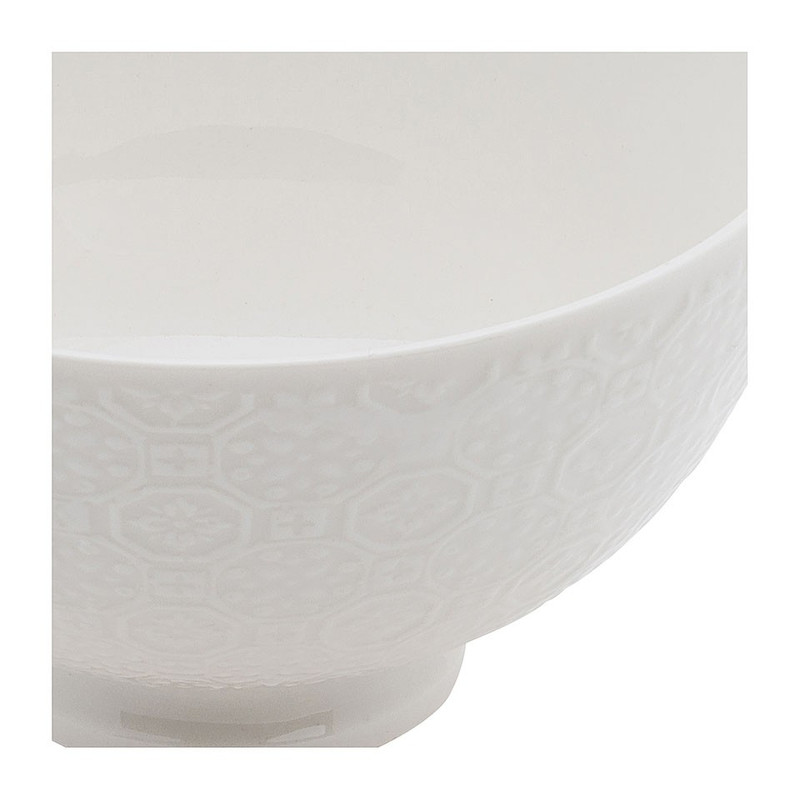 Schaal Ikat bloem reliëf - 11 cm - wit