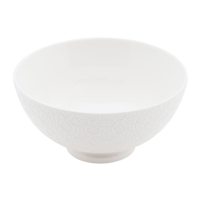 Schaal Ikat bloem reliëf - 15 cm - wit