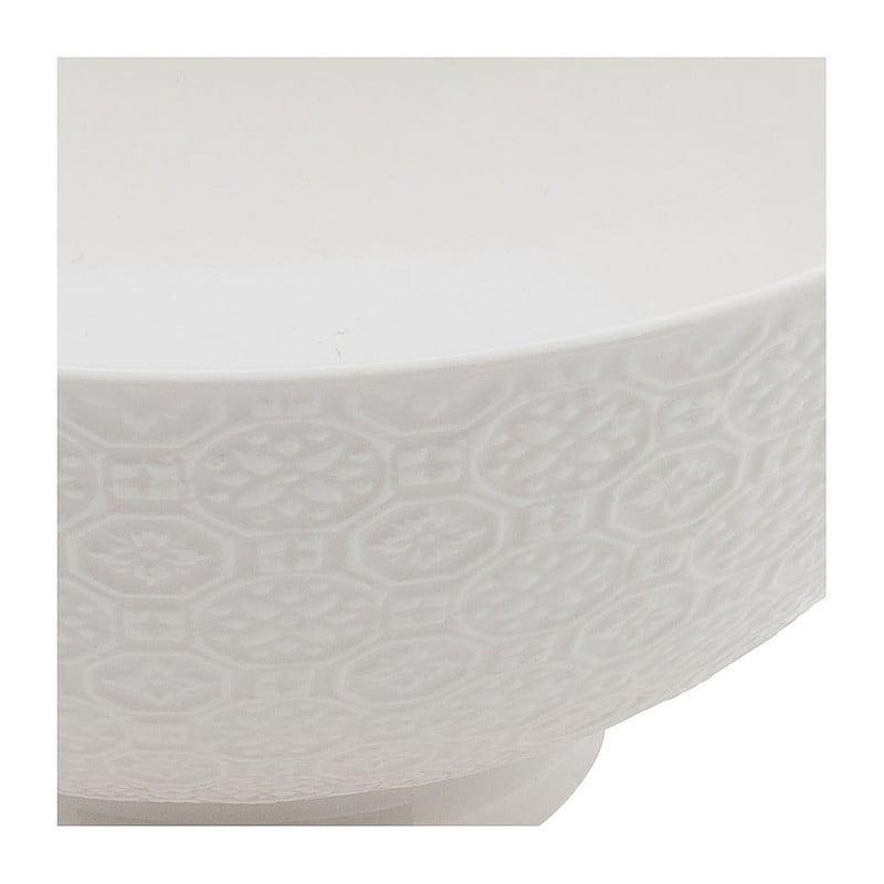 Schaal Ikat bloem reliëf - 15 cm - wit