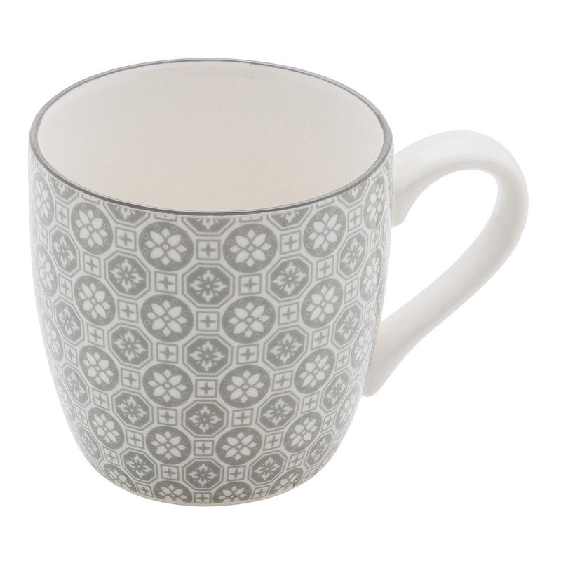 Mok Ikat bloem - 20 cl - grijs