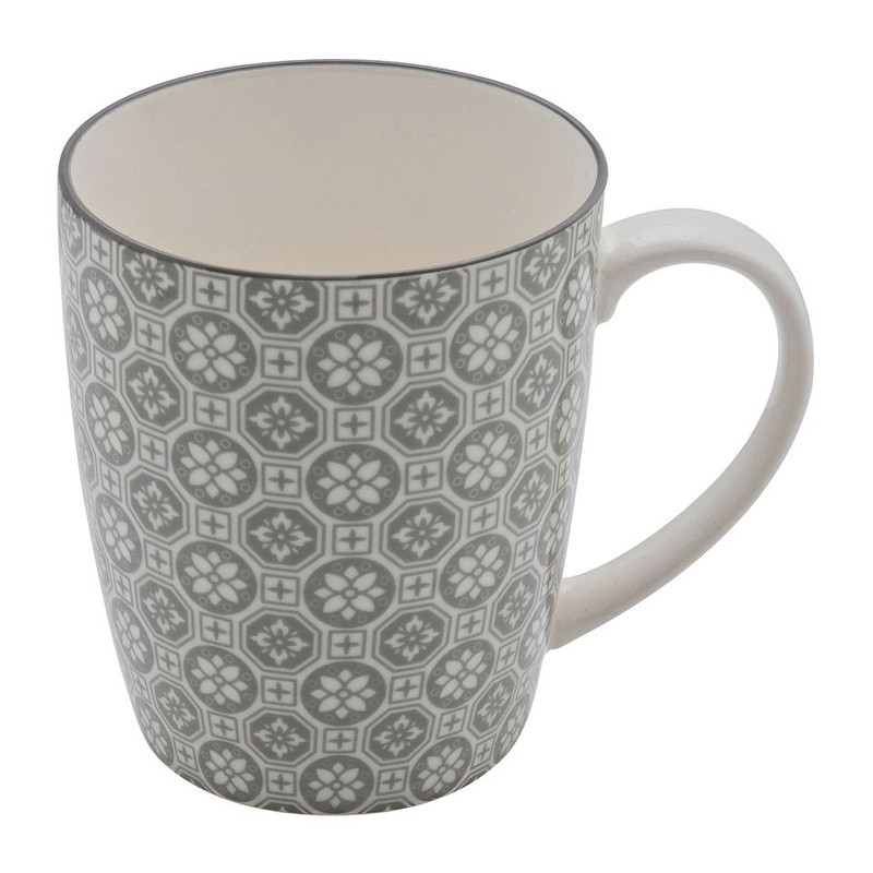 Mok Ikat bloem - 40 cl - grijs