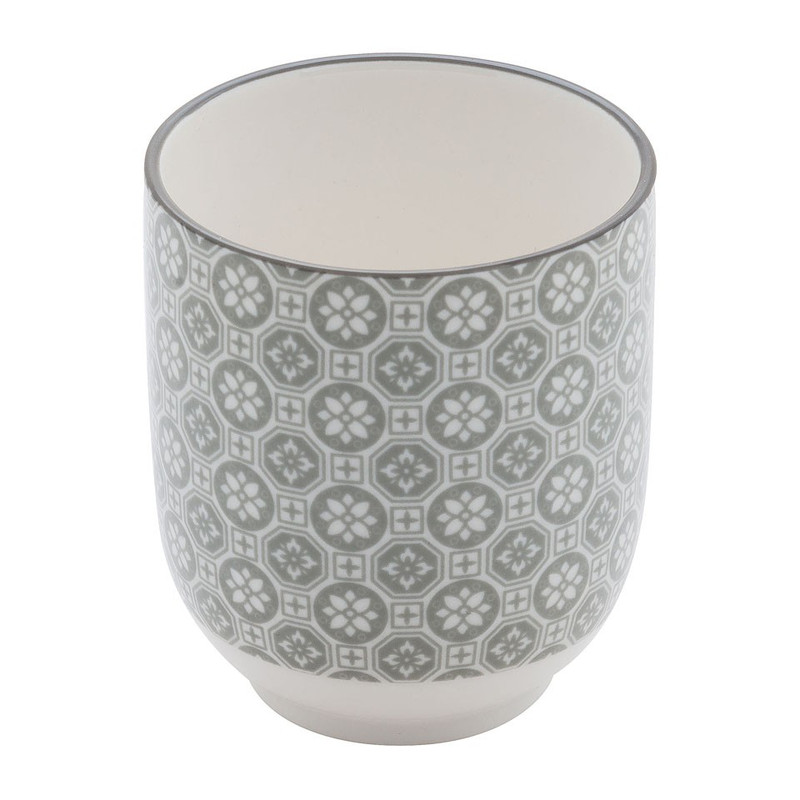 Beker Ikat bloem - 25 cl - grijs