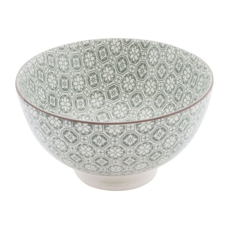 Schaal Ikat bloem - 11 cm - grijs