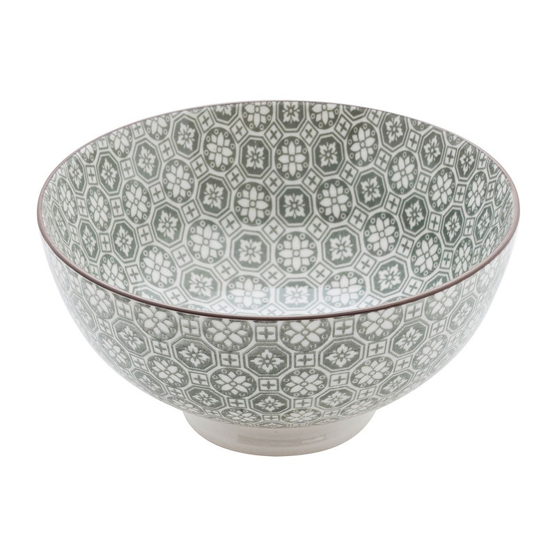 Schaal Ikat bloem - 15 cm - grijs