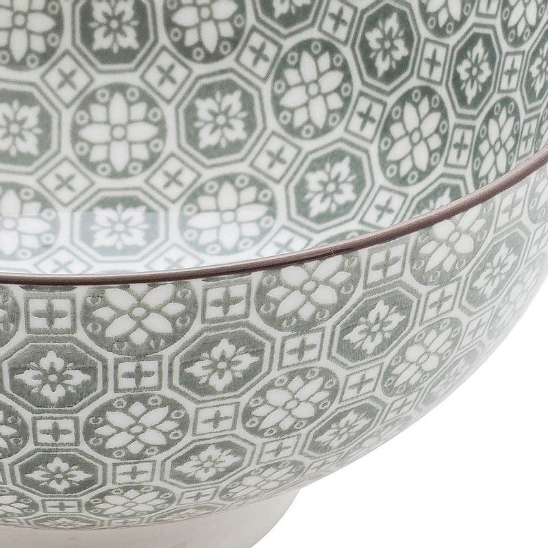 Schaal Ikat bloem - 15 cm - grijs