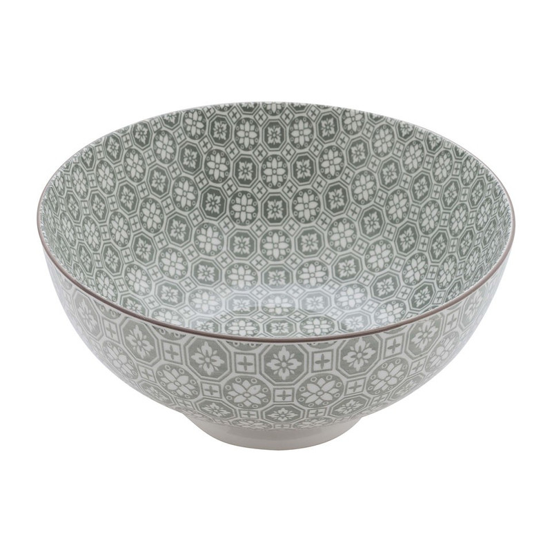 Schaal Ikat bloem - 20 cm - grijs