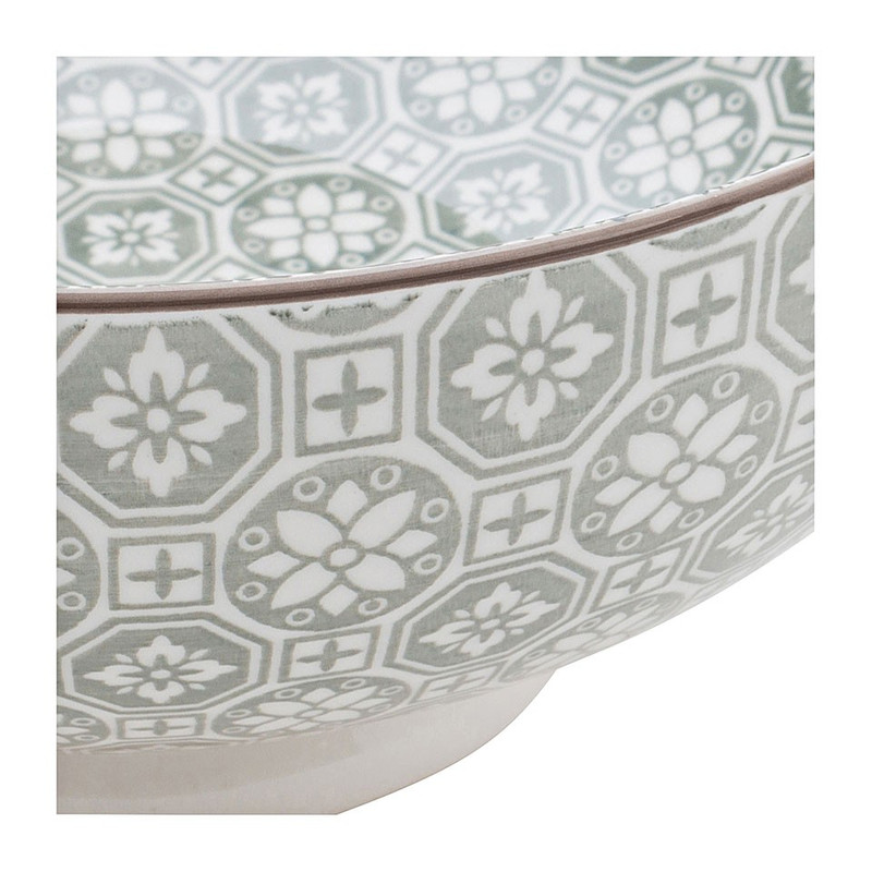 Schaal Ikat bloem - 20 cm - grijs