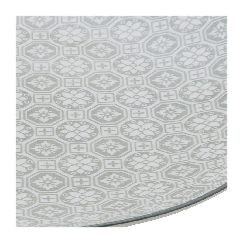 Ontbijtbord Ikat bloem - 21 cm - grijs