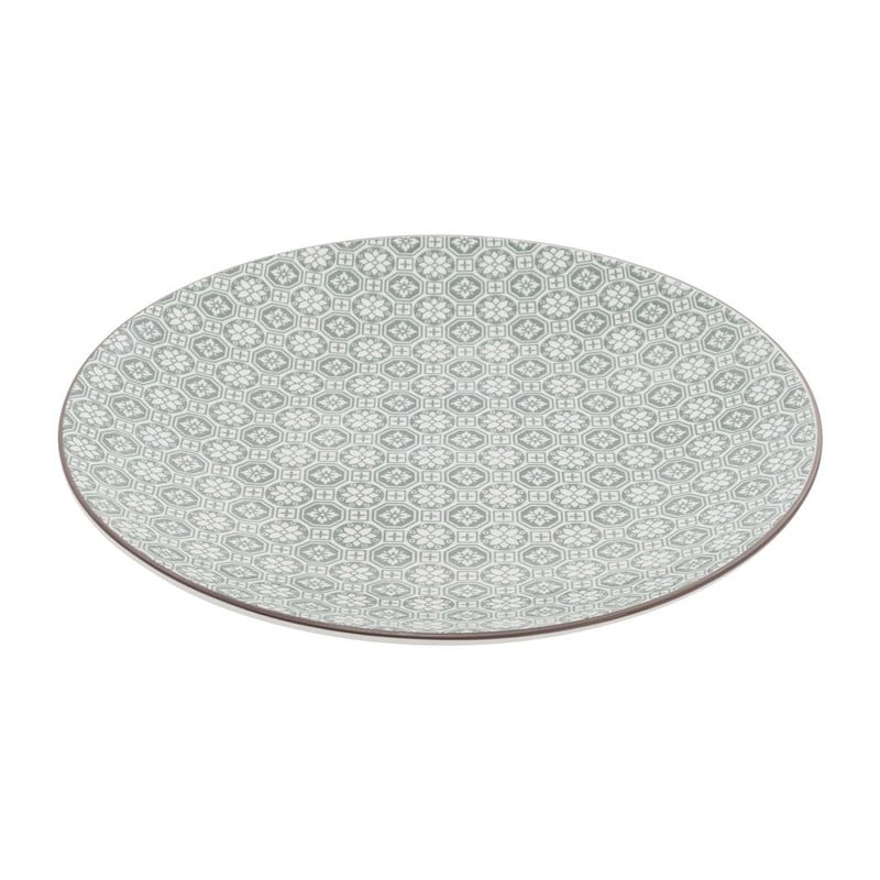Dinerbord Ikat bloem - 26 cm - grijs