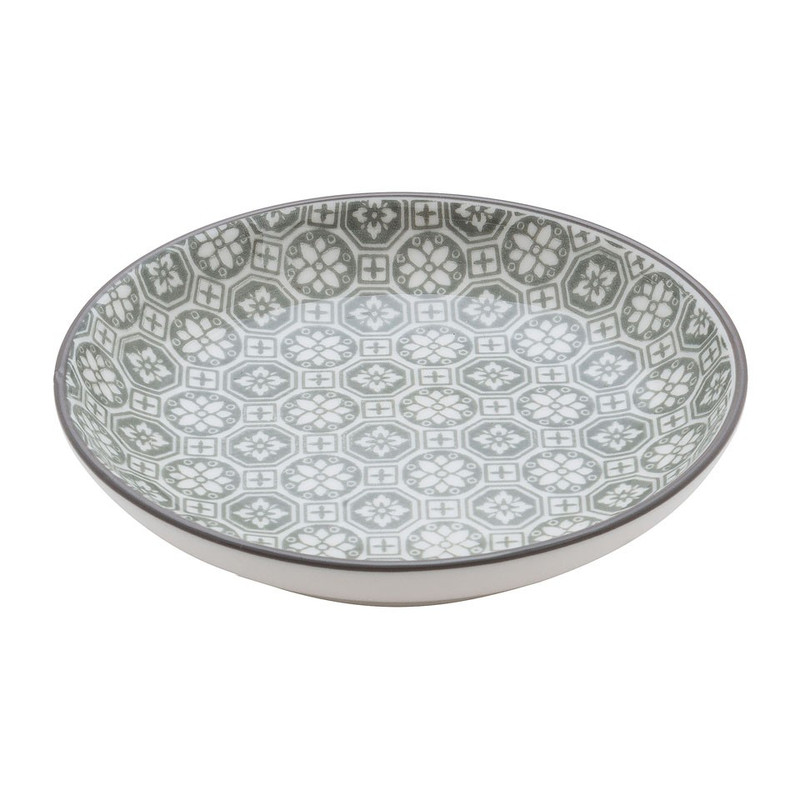 Petit four bordje Ikat bloem - 10 cm - grijs