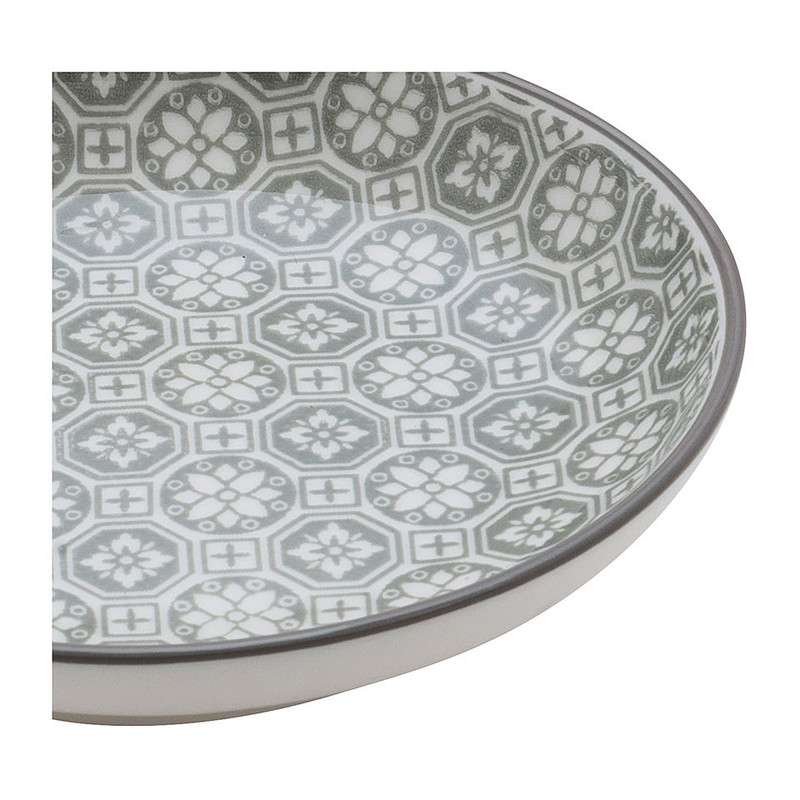 Petit four bordje Ikat bloem - 10 cm - grijs