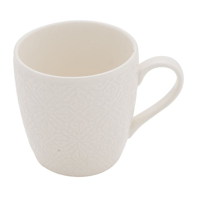 Mok Ikat blad reliëf - 20 cl - wit