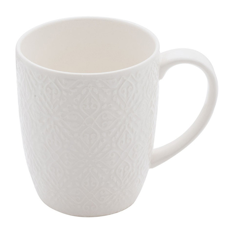 Mok Ikat blad reliëf - 40 cl - wit