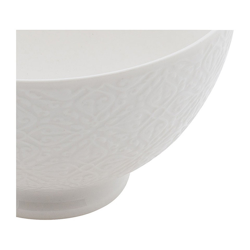 Schaal Ikat blad reliëf - 11 cm - wit