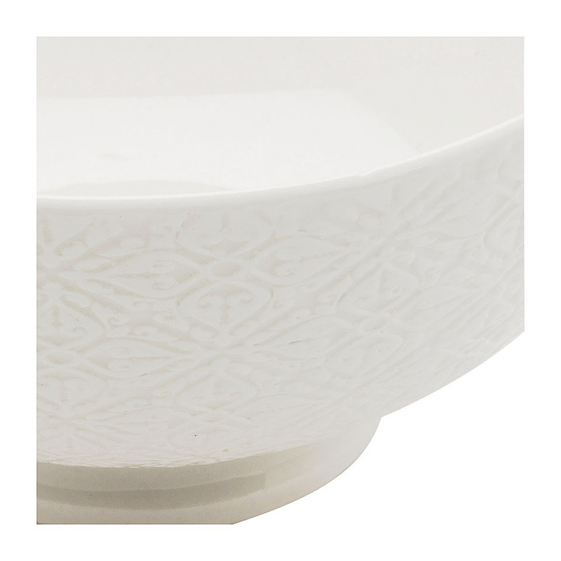 Schaal Ikat blad reliëf - 15 cm - wit
