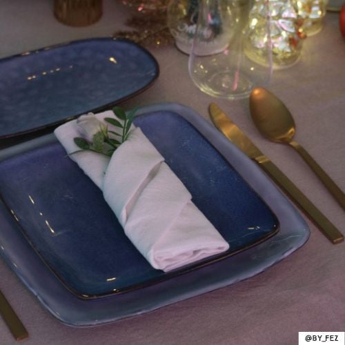 Vierkant bord Toscane - donkerblauw - 25x25 cm 