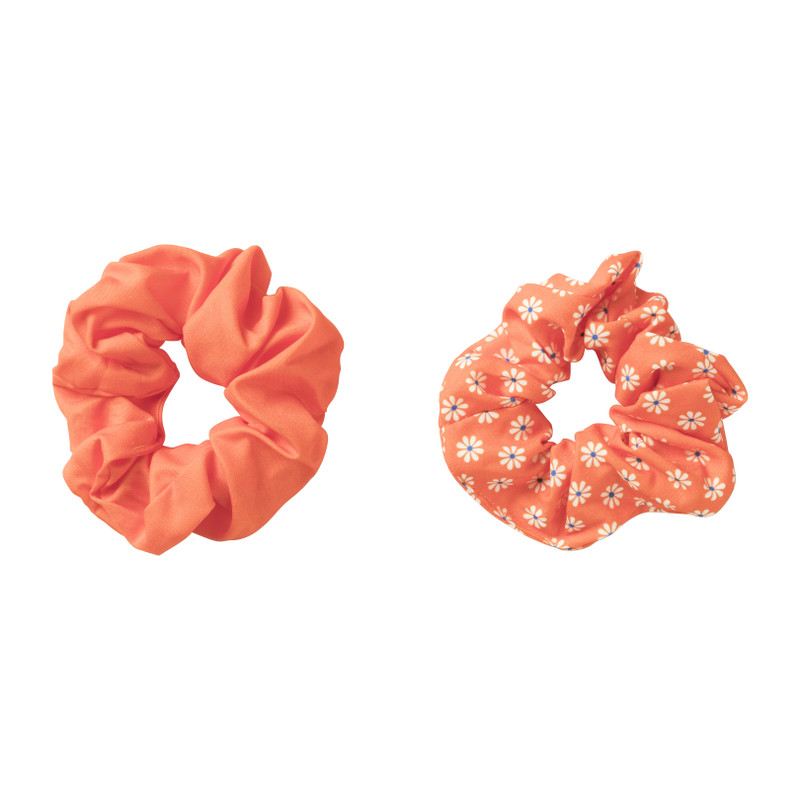 Scrunchie oranje - diverse varianten - set van 2 stuks