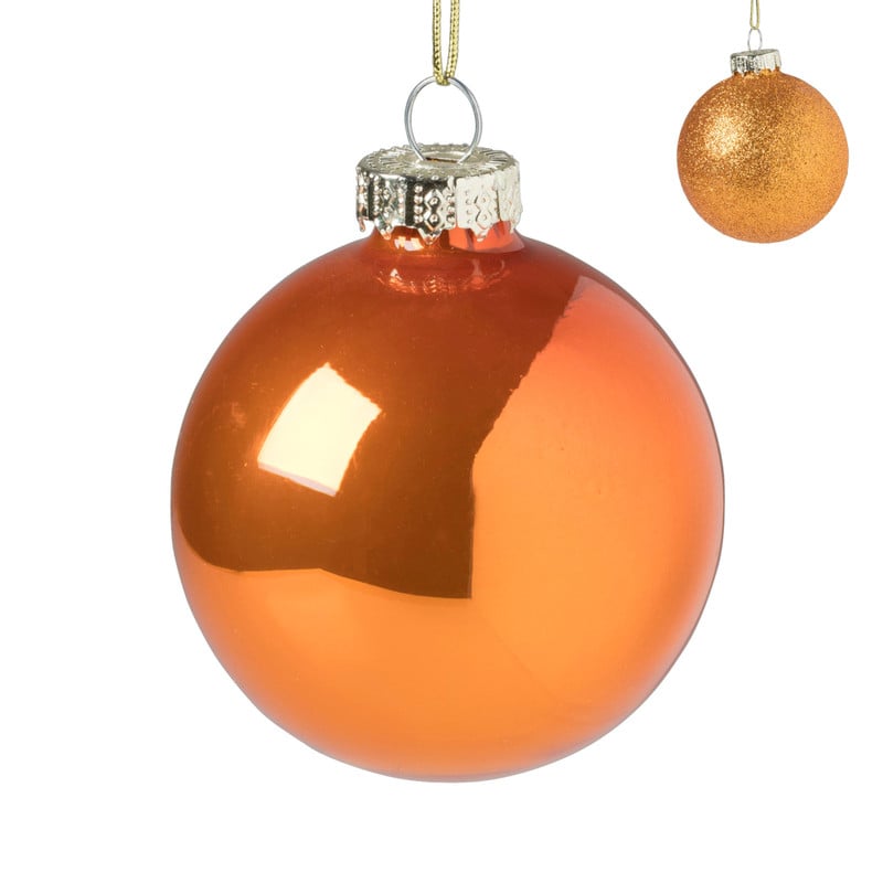 Kerstbal oranje - diverse varianten - ø7 cm