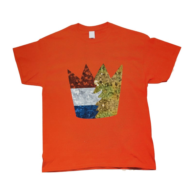 T-shirt kroon - oranje - maat S/M