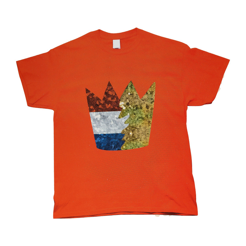 T-shirt kroon - oranje - maat L/XL
