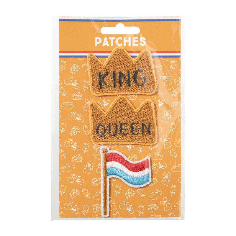 Strijkemblemen - set van 3 - King & Queen 
