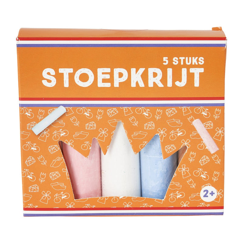 Stoepkrijt - rood/wit/blauw/oranje - set van 5