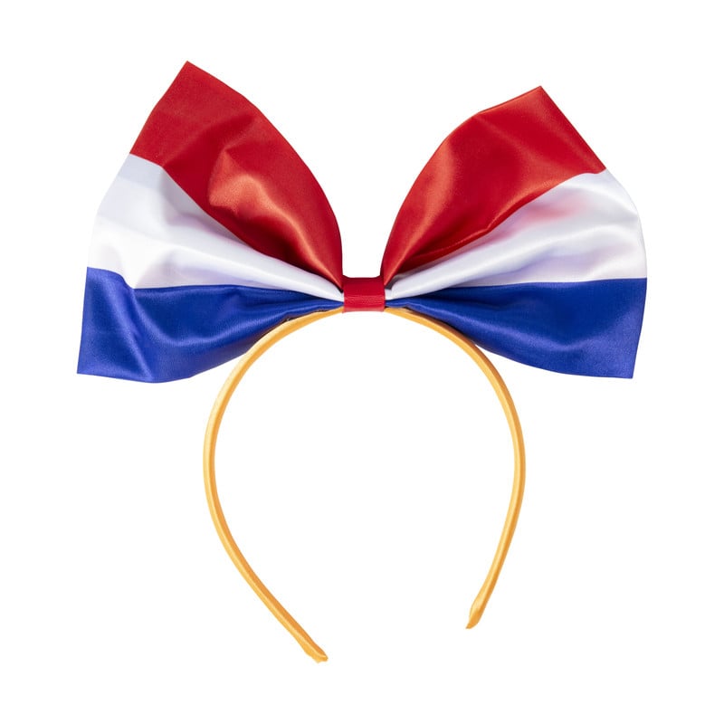 Tiara met strik - oranje/rood/wit/blauw
