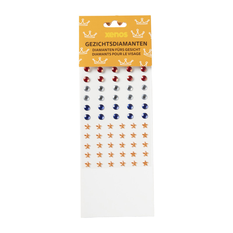 Face diamonds - oranje/rood/wit/blauw - set van 90