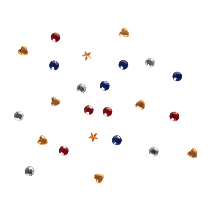 Face diamonds - oranje/rood/wit/blauw - set van 90