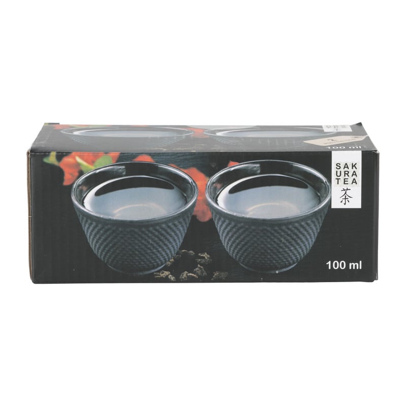 Theekopjes gietijzer zwart - set van 2 - 100 ml