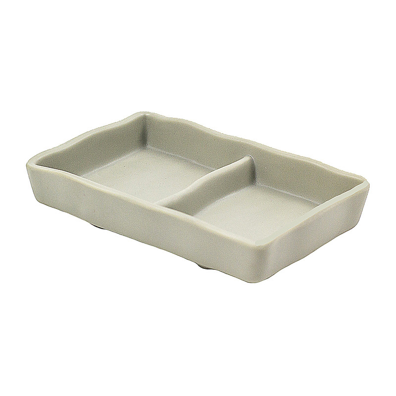 Schaal 2-vaks - zand - 13x8 cm