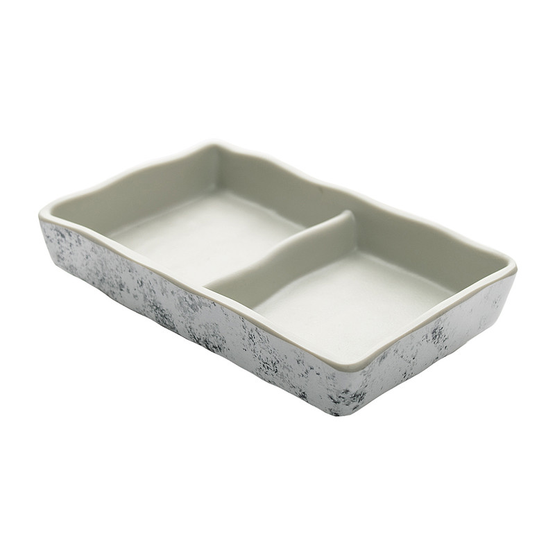 Schaal 2-vaks - kiezel - 13x8 cm