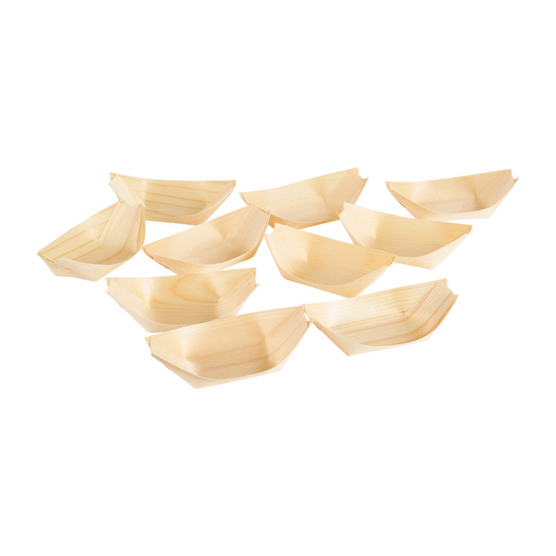 Amuseschaaltjes van dennenhout - set van 10 - 12x5x18 cm