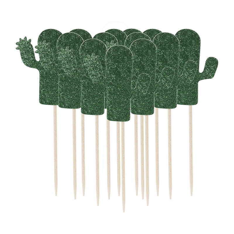 Cocktailprikkers glitter - cactus - 12 stuks