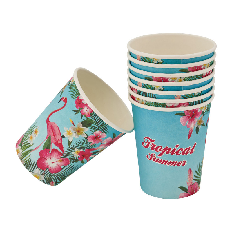 Papieren bekers tropical - set van 8