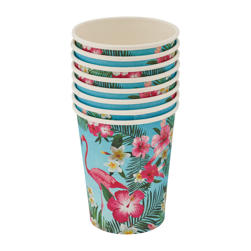Papieren bekers tropical - set van 8