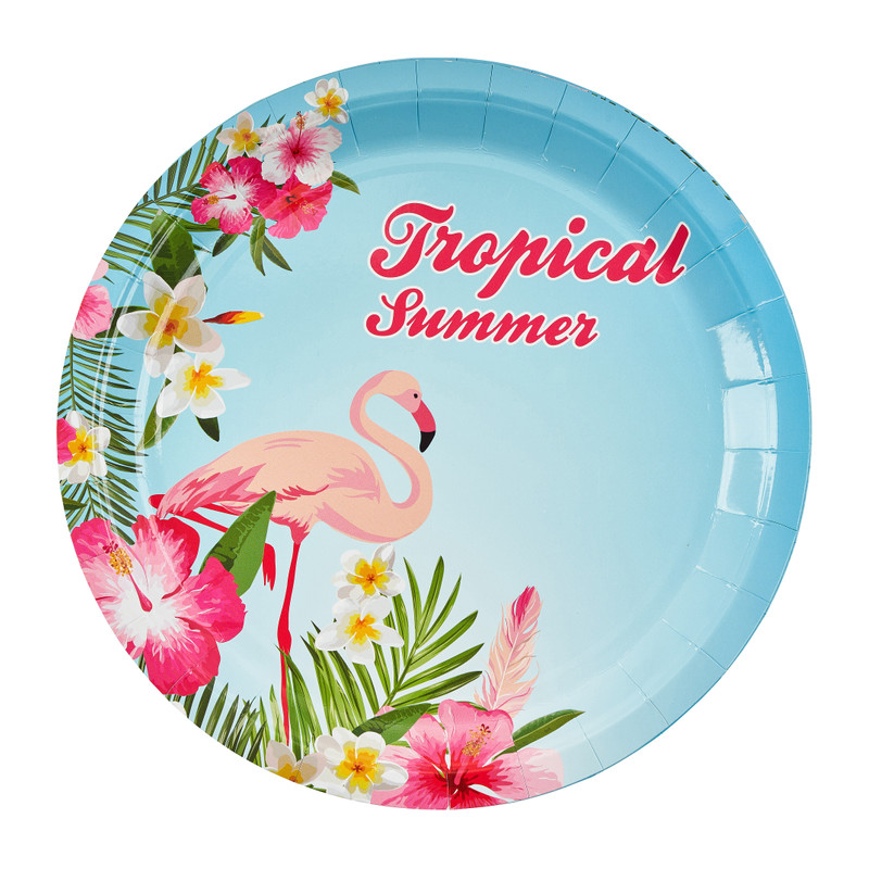 Papieren bordjes tropical  - set van 8