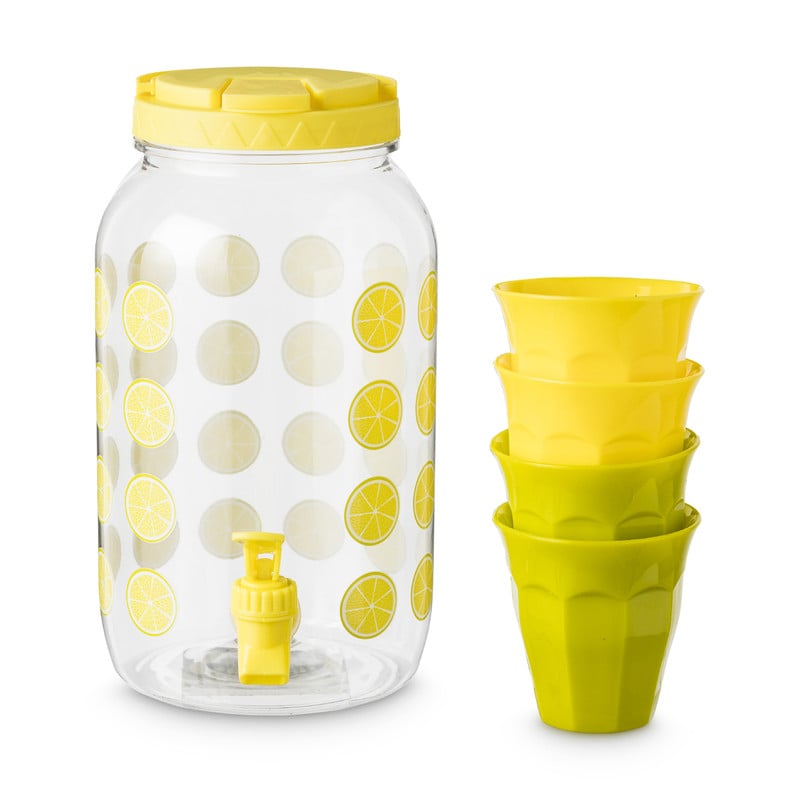 Limonadekan met bekertjes - citroen - 3.8 liter